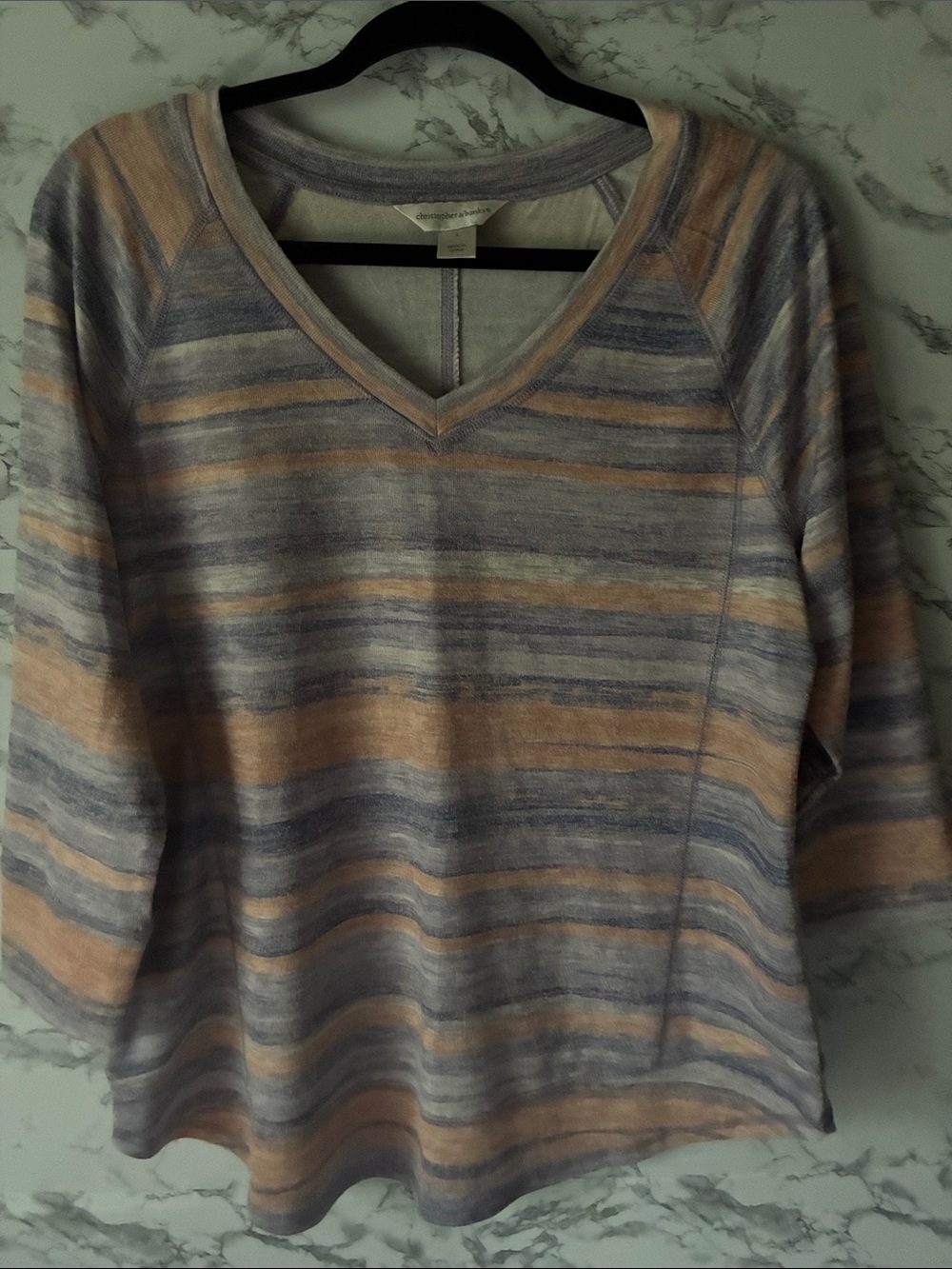 Christopher & Banks L Pullover in Lavender and Peach